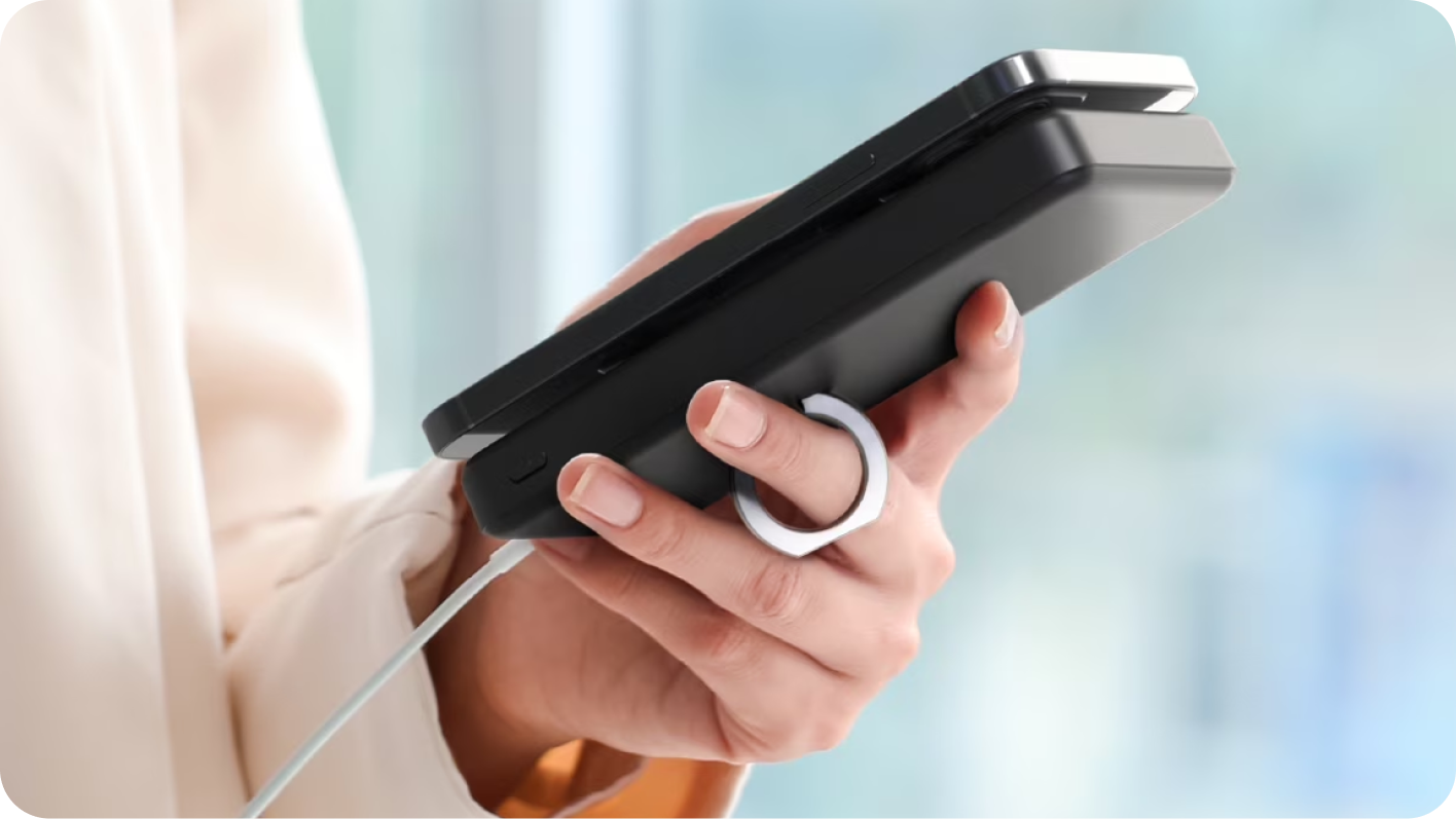 woman holding device