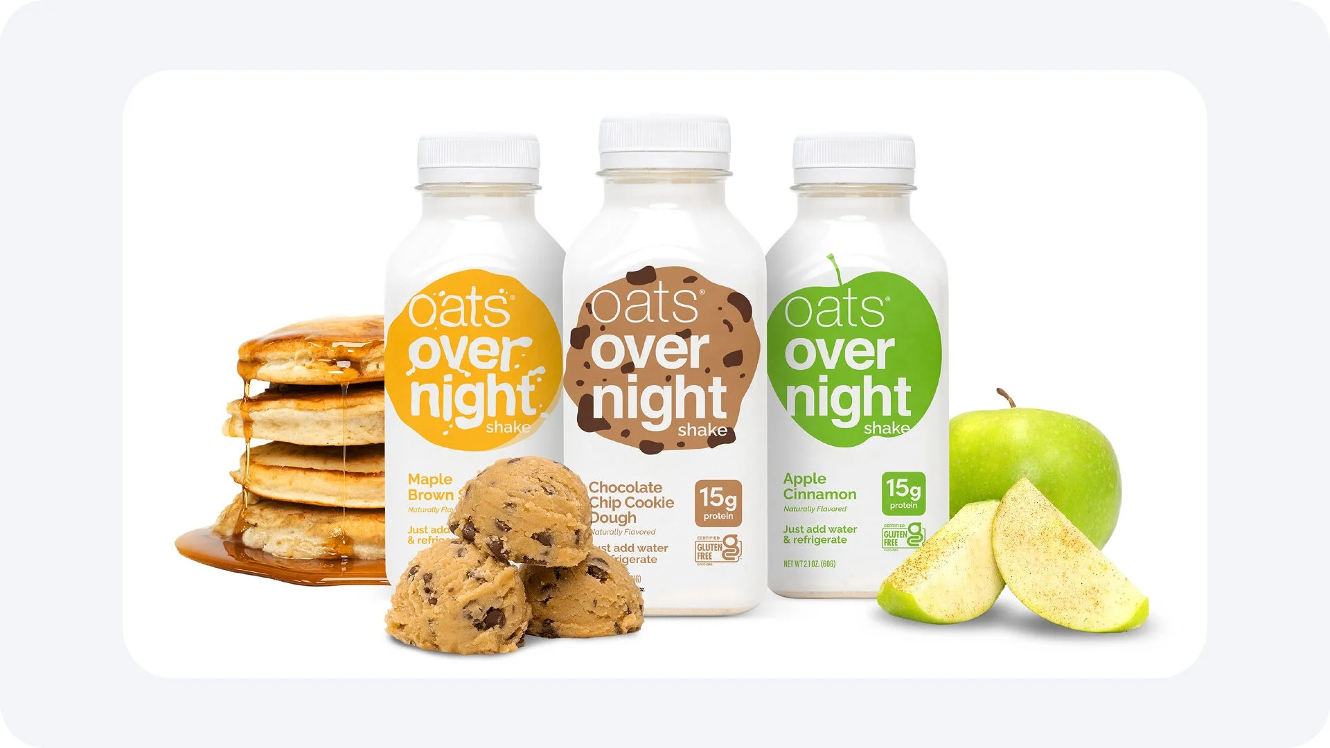 Several bottles of Oats Overnight products.