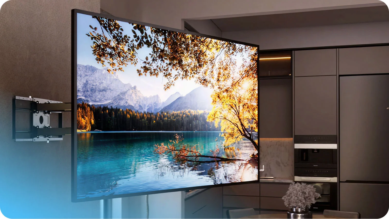 TV mounted on wall