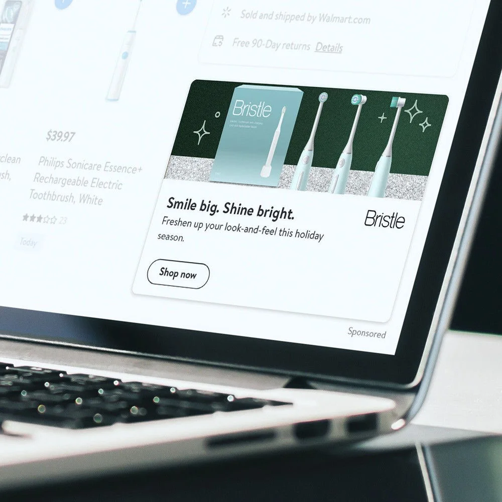 laptop with ad on it
