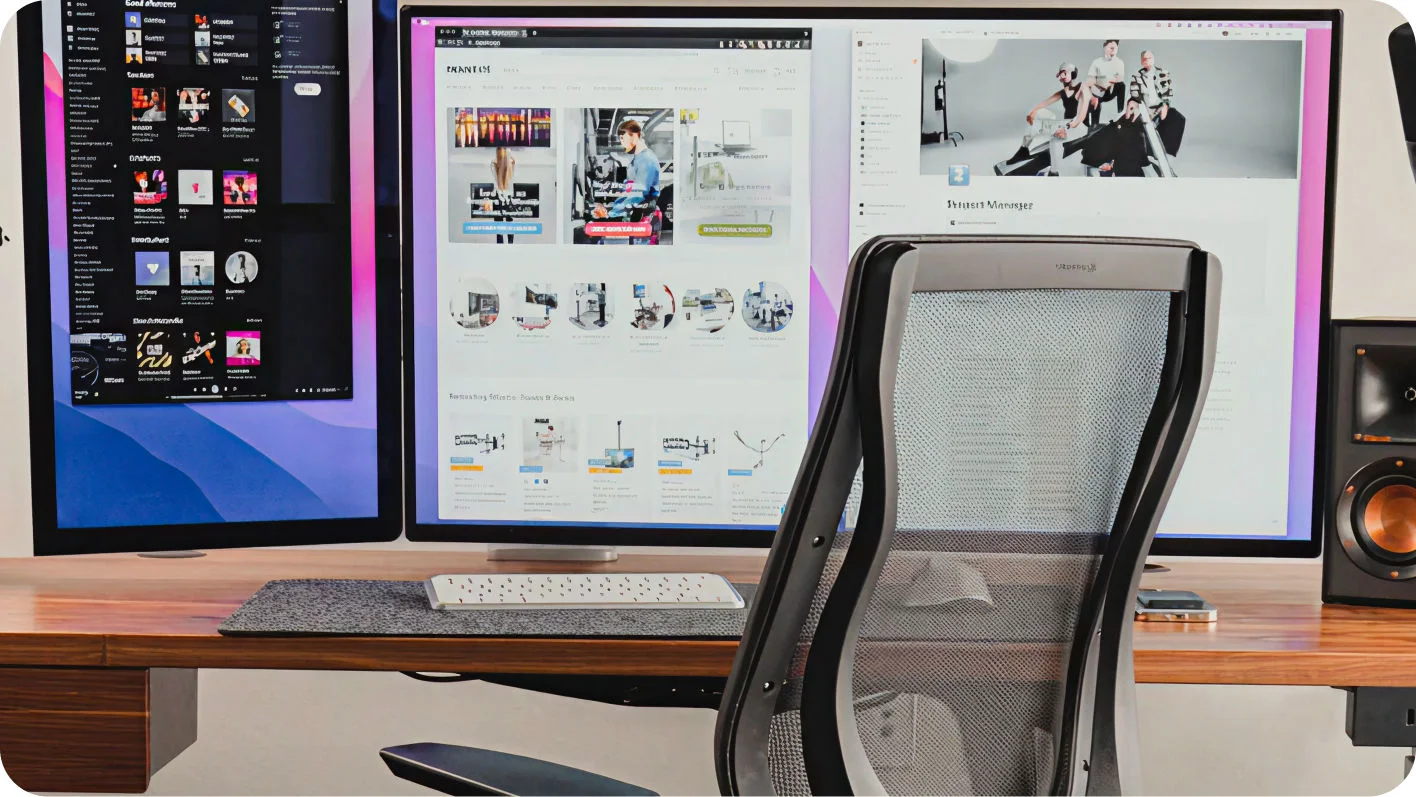 Monitors on desk