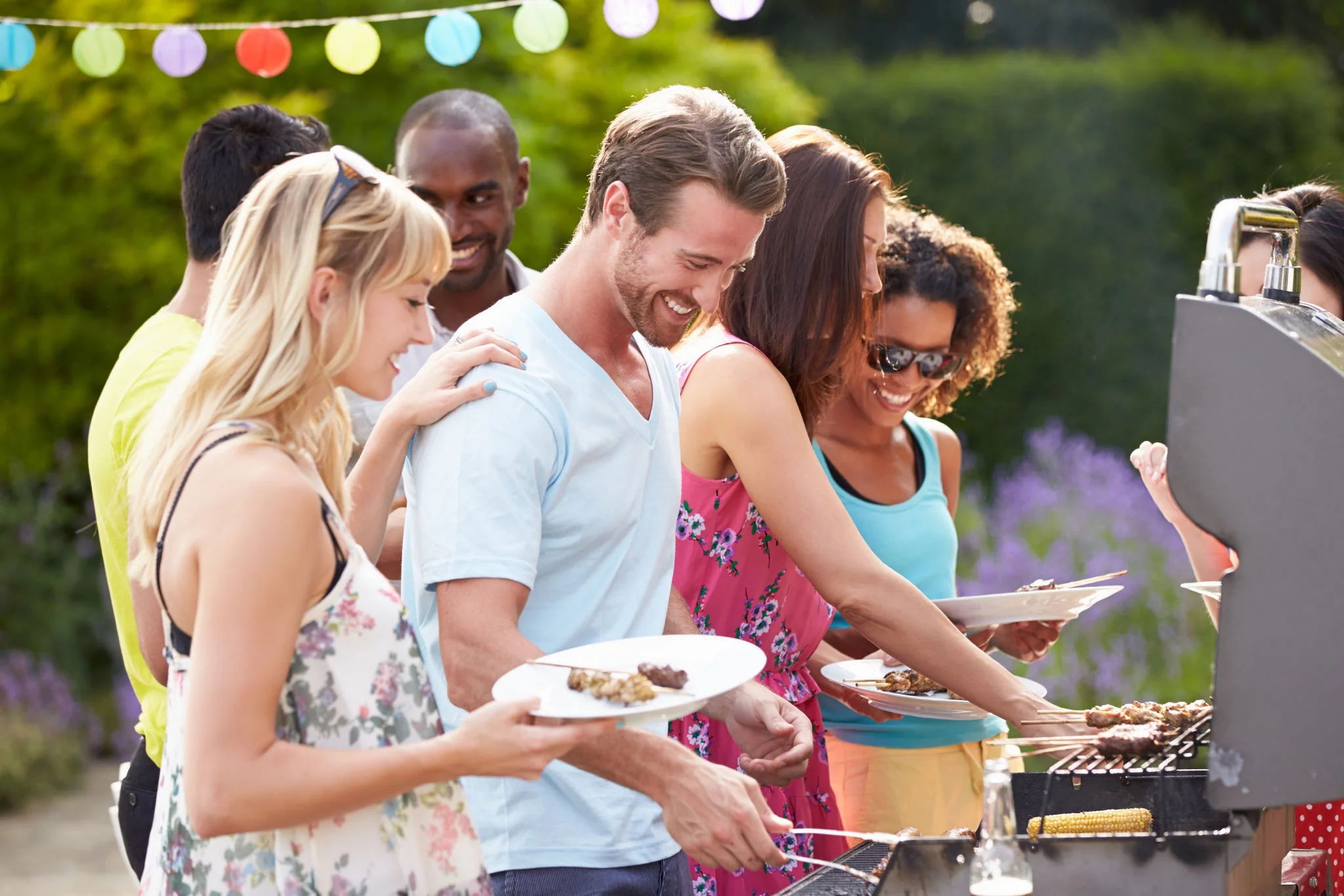 people at a BBQ