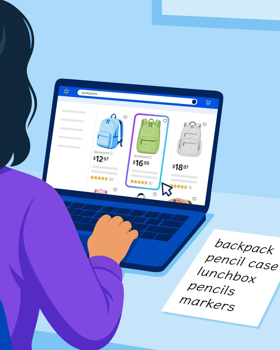 close up of laptop with shopping list