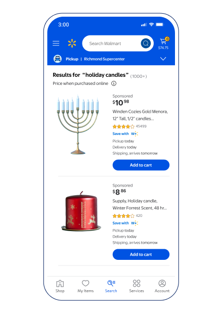 picture of phone with search results