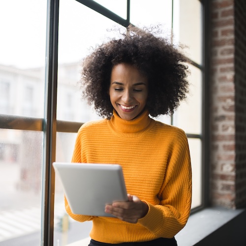 woman on tablet