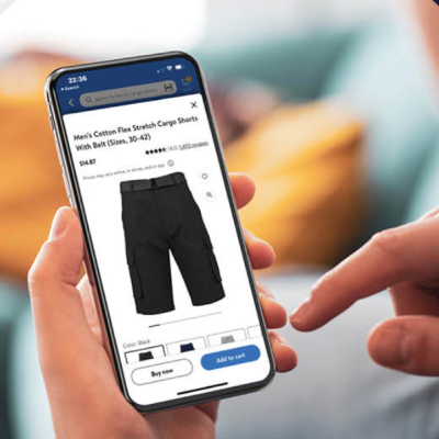 mobile screen with image of clothing