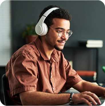 Person wearing headpones